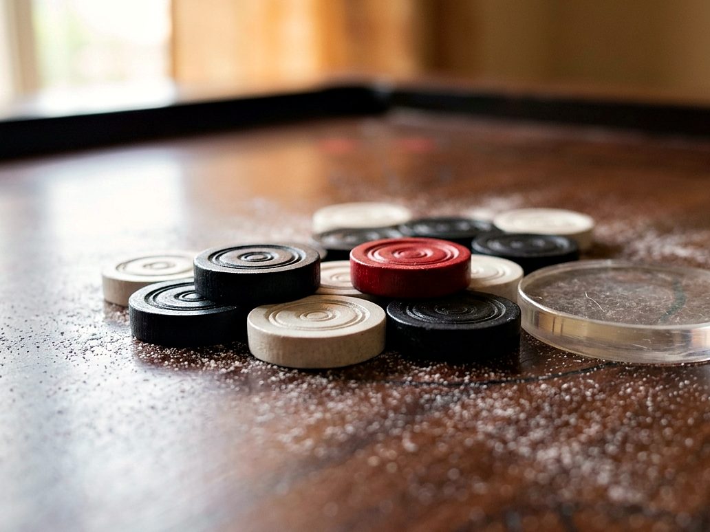 Carrom Coins, Strikers and Stands manufactured and exported by Divine Cuts, Punjab, India